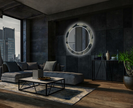 Round Backlit Decorative Mirror LED For The Living Room - Dotted Triangles #10