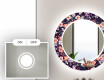 Round Decorative Mirror With LED Lighting For The Bathroom - Elegant Flowers #3