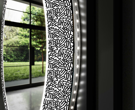 Round Decorative Mirror With LED Lighting For The Bathroom - Letters #9
