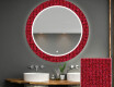 Round Decorative Mirror With LED Lighting For The Bathroom - Red Mosaic