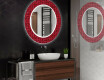 Round Decorative Mirror With LED Lighting For The Bathroom - Red Mosaic #2