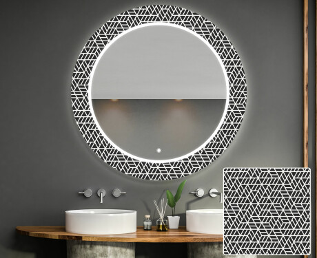 Round Decorative Mirror With LED Lighting For The Bathroom - Triangless