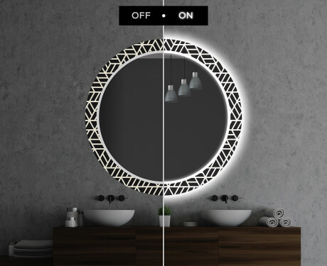 Round Decorative Mirror With LED Lighting For The Bathroom - Triangless #6