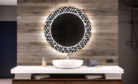 Round Decorative Mirror With LED Lighting For The Bathroom - Triangless