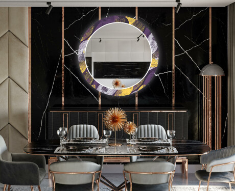 Round Backlit Decorative Mirror LED For The Dining Room - Round Stamp #10