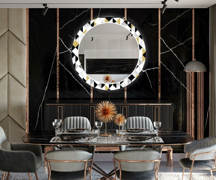 Gold mirror shop dining table