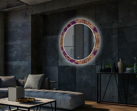 Round Backlit Decorative Mirror LED For The Living Room - Gold Mandala #2