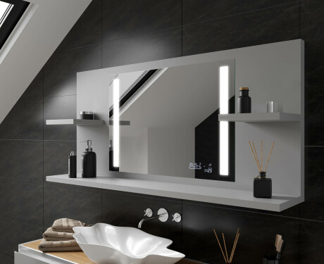 Bathroom led illuminated mirror with shelves L02 #10