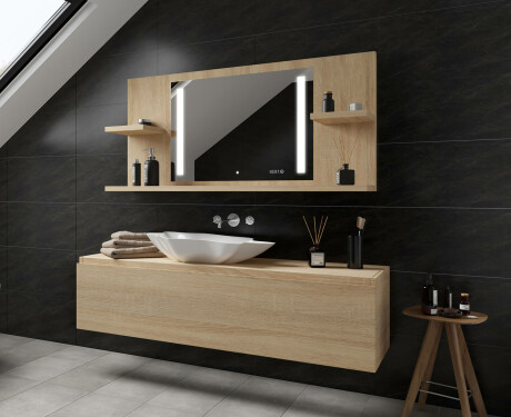 Bathroom led illuminated mirror with shelves L02 #11