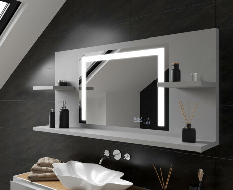 Bathroom led illuminated mirror with shelves L11 #10