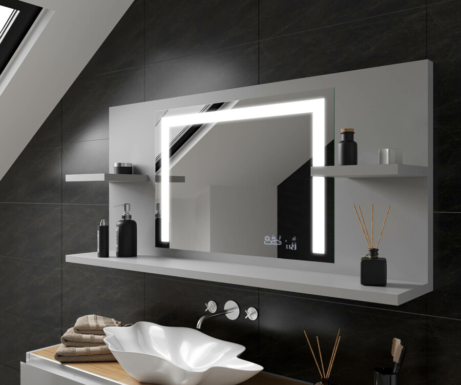 Artforma Bathroom led illuminated mirror with shelves L11