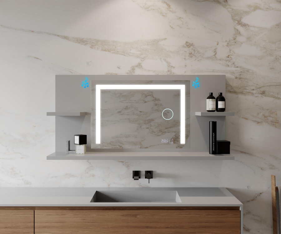 Artforma Bathroom led illuminated mirror with shelves L11