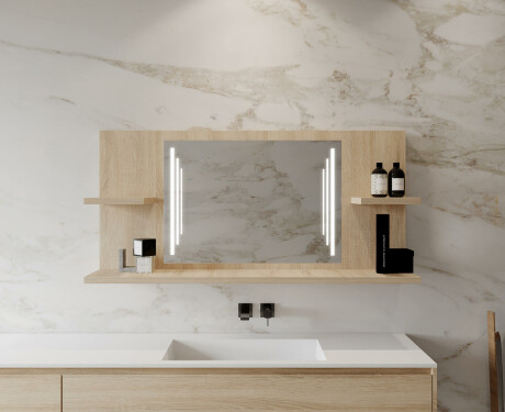 Bathroom led illuminated mirror with shelves L27 #9