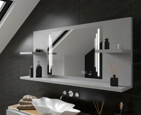 Bathroom led illuminated mirror with shelves L27 #10