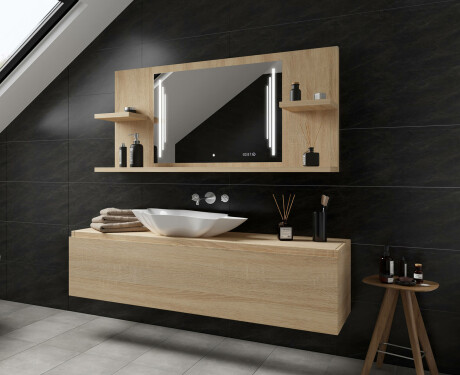 Bathroom led illuminated mirror with shelves L27 #11