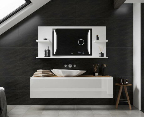 Bathroom led illuminated mirror with shelves L27 #2
