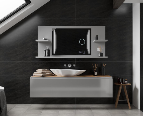 Bathroom led illuminated mirror with shelves L27 #3