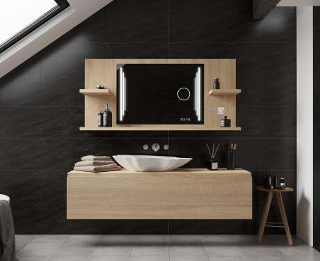 Bathroom led illuminated mirror with shelves L27 #4
