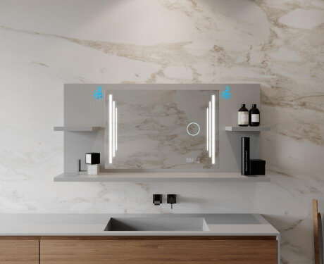 Bathroom led illuminated mirror with shelves L27 #8