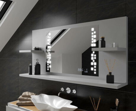 Bathroom led illuminated mirror with shelves L38 #10