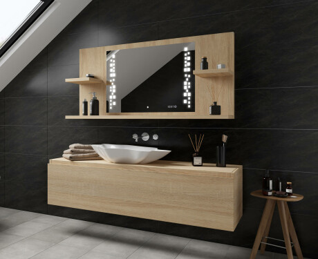 Bathroom led illuminated mirror with shelves L38 #11