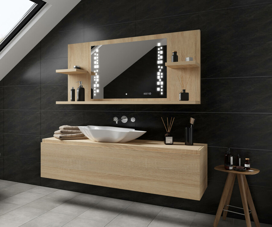 Artforma Bathroom led illuminated mirror with shelves L38
