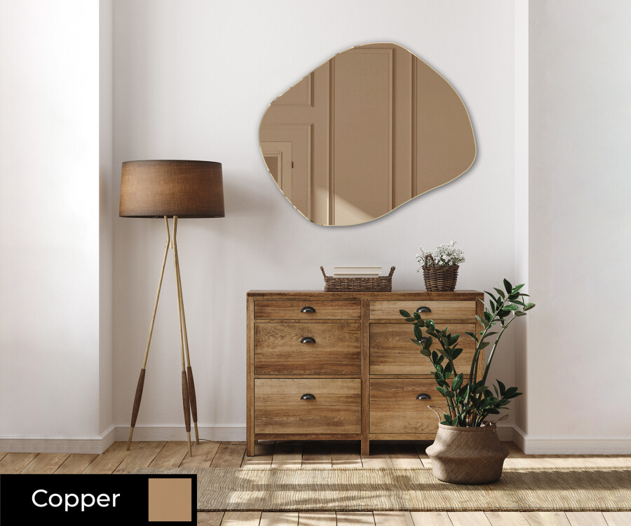 Wall mirror shop with hanging lamps