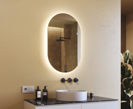 Backlit LED Bathroom Mirror 50x80cm with cool LED color 7000K, warm color 3000K, or neutral color 4500K