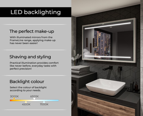 Rectangular Bathroom Mirror With LED Light FrameLine L23 #4