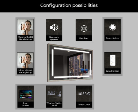 Rectangular Bathroom Mirror With LED Light FrameLine L124 #7