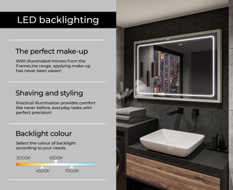 Rectangular Bathroom Mirror With LED Light FrameLine L137 #4