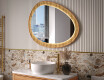 Irregular mirror in an oak frame with LED lighting