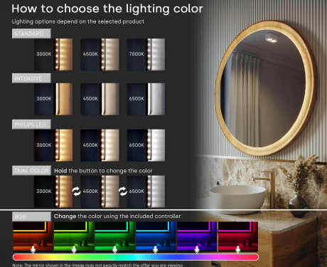 Decorative mirror in an oak frame with LED lighting #5