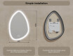 Irregular‑shaped mirror with lighting, 64×94 cm, dual color, touch switch, heating mat #8