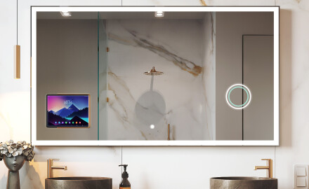 Smart LED Bathroom Mirror with Displine Apple L01 Frame