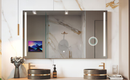 Smart Rectangular LED Bathroom Mirror with iPad Displine L02 Apple Frame