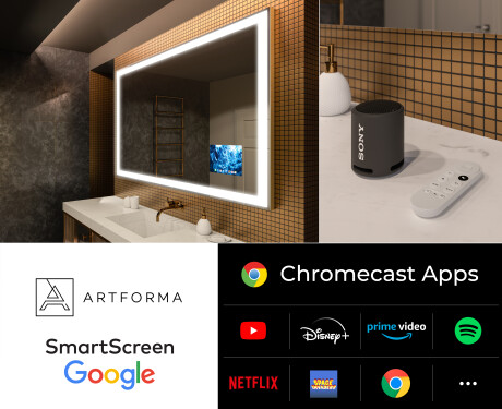 Designer Backlit LED Bathroom Smart Mirror L01 Google Series #4