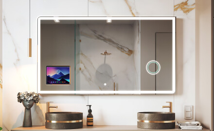 Rounded Modern LED Mirror with iPad Displine L146 Frame