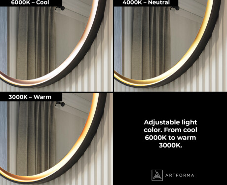 Round mirror in a metal frame with LED lighting #3