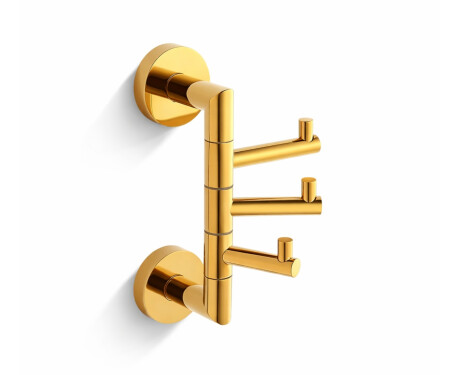 CLASSIC – Towel hook / triple swivel / glossy gold