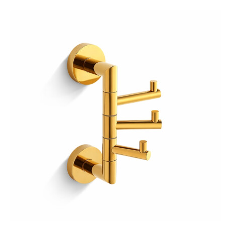 CLASSIC – Towel hook / triple swivel / glossy gold #1