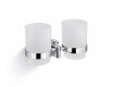 CLASSIC – Holder with two mugs / chrome, matt glass