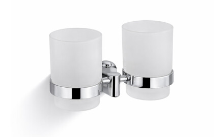 CLASSIC – Holder with two mugs / chrome, matt glass