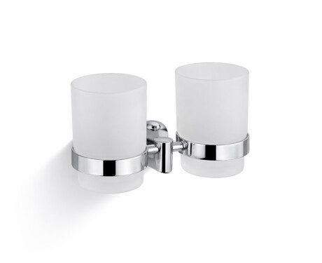 CLASSIC – Holder with two mugs / chrome, matt glass