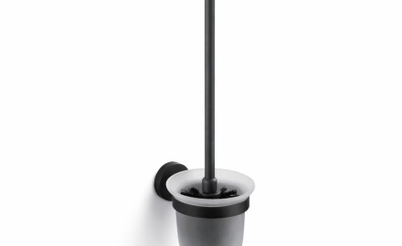 CLASSIC – Wall-mounted toilet brush / frosted glass / matt black