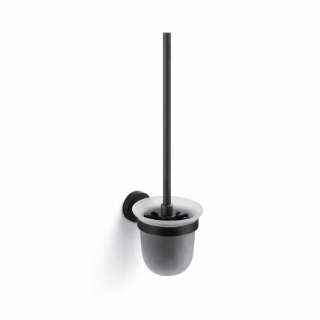 CLASSIC – Wall-mounted toilet brush / frosted glass / matt black #1