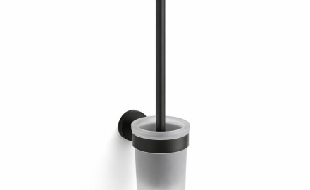 CLASSIC – Wall-mounted toilet brush / frosted glass holder / matt black