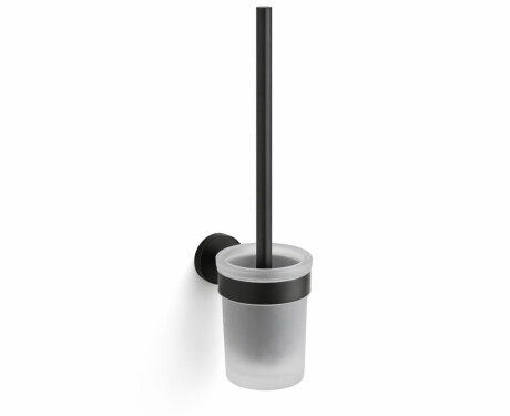 CLASSIC – Wall-mounted toilet brush / frosted glass holder / matt black