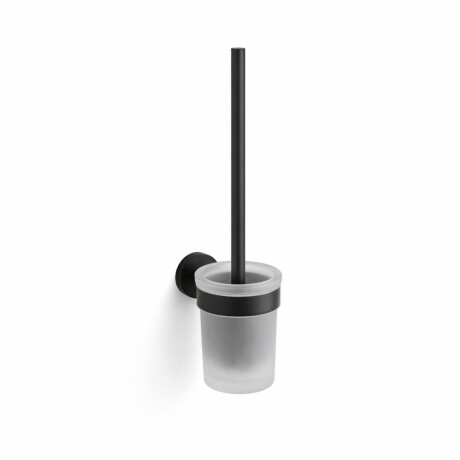 CLASSIC – Wall-mounted toilet brush / frosted glass holder / matt black #1