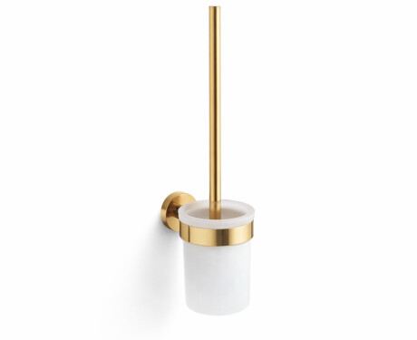 CLASSIC – Wall-mounted toilet brush / frosted glass holder / glossy gold